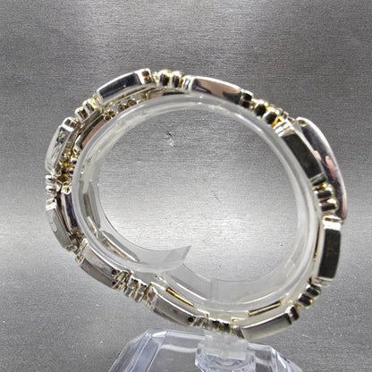 Gruen Tank Watch Women 18mm Silver Dial Two Tone Rectangle Wrap Around New Batt9