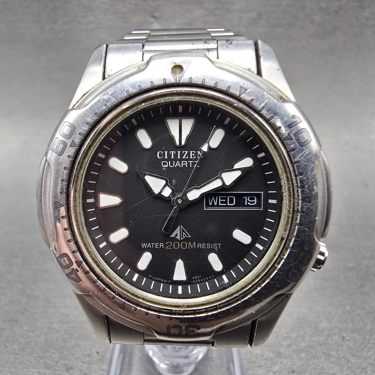 Citizen Promaster Dive Watch Men 38mm Black Dial Steel Daydate 2854-269403 Runs0