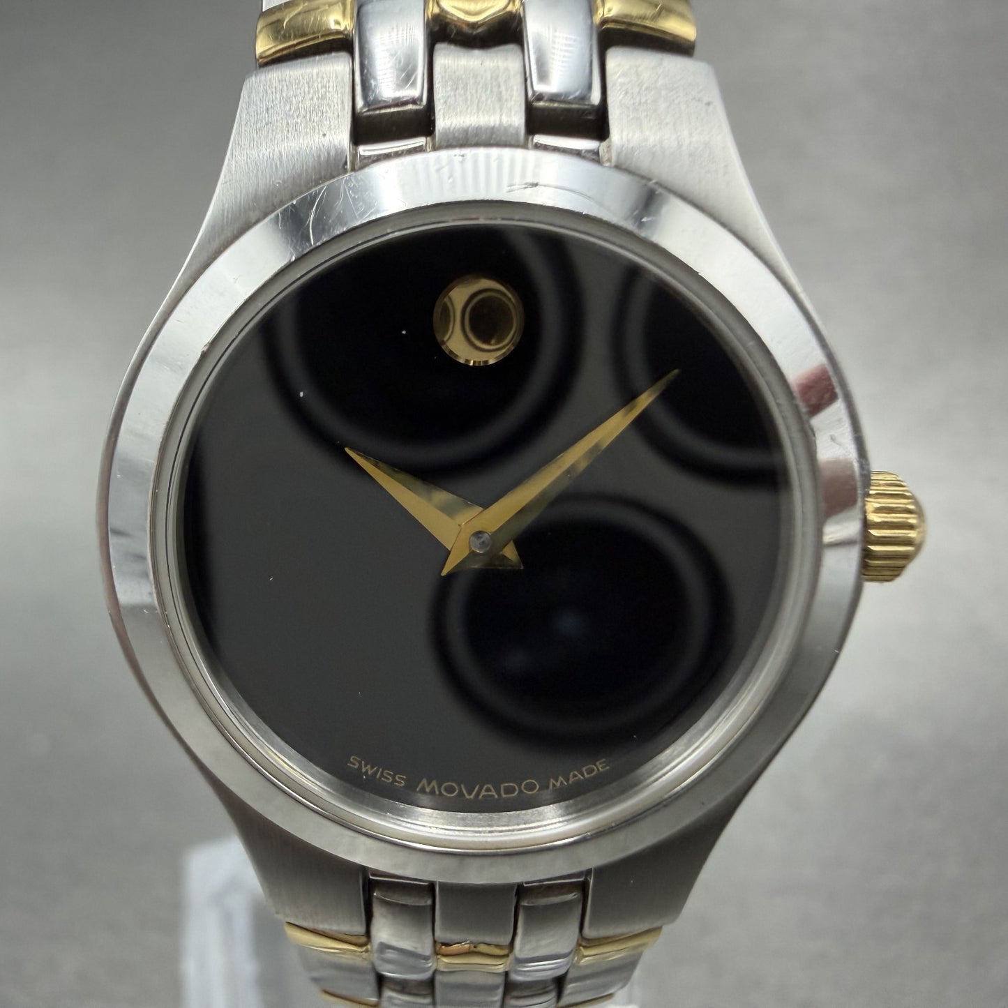 Movado Museum Watch Women 24mm Black Dial Two Tone Round 81 E4 1832 New Battery1