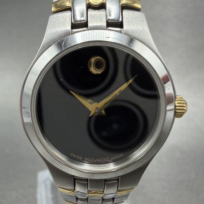 Movado Museum Watch Women 24mm Black Dial Two Tone Round 81 E4 1832 New Battery1
