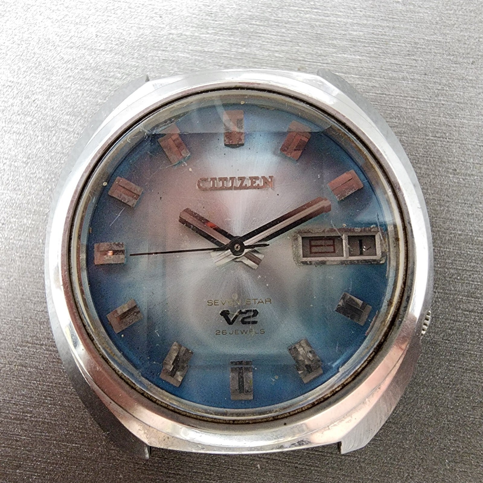 Citizen Sevenstar V2 Watch Men 38mm Blue Dial Steel Daydate 4771206 Auto PARTS2
