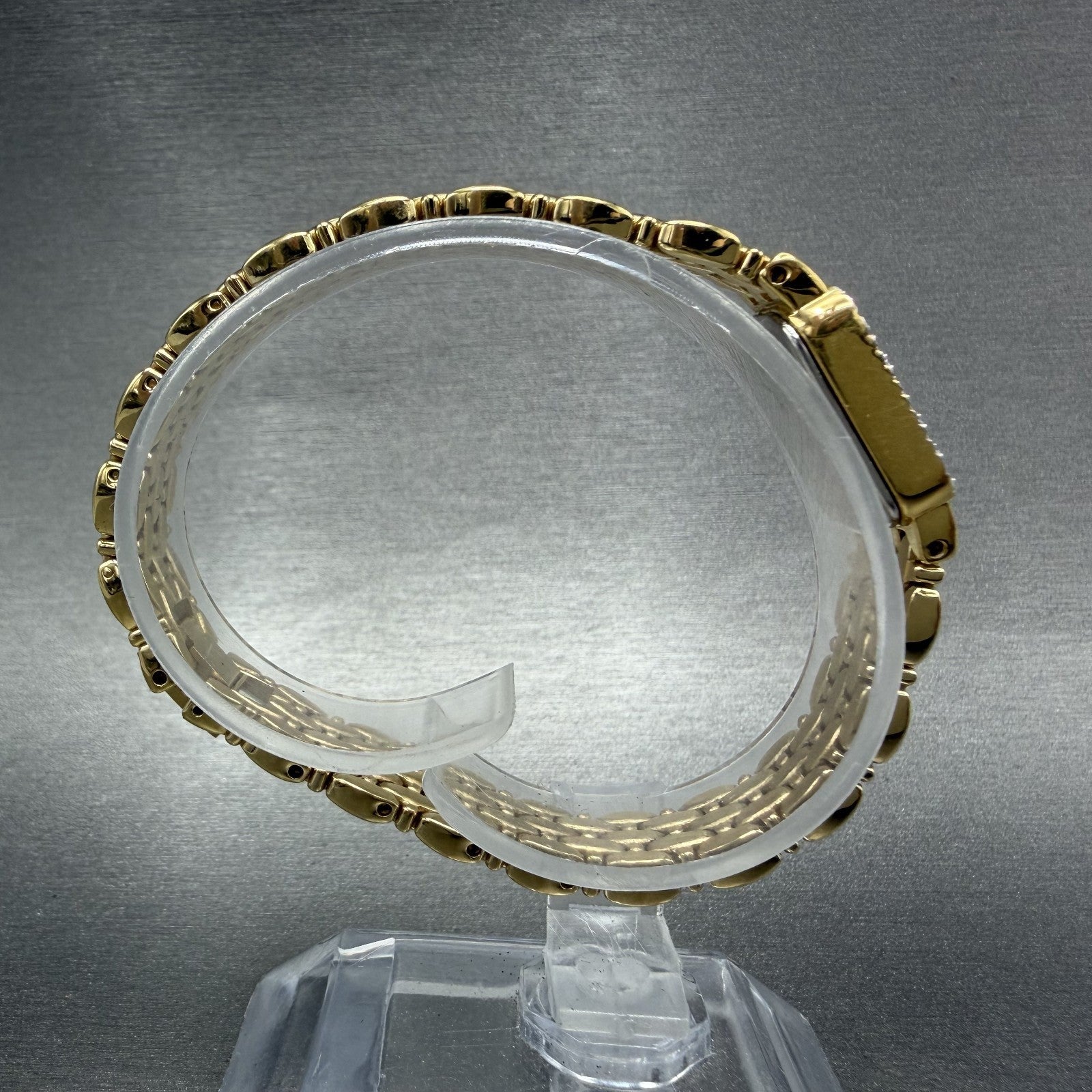 Wittnauer Tank Watch Women 13mm Gold Dial Gold Tone Crystal Bezel New Battery8