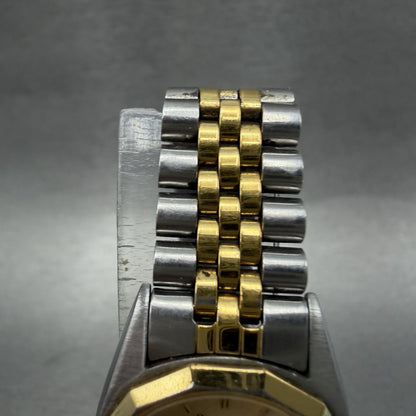 Bulova Marine Star Watch Women 24mm Gold Dial Two Tone Date Round New Battery AB4