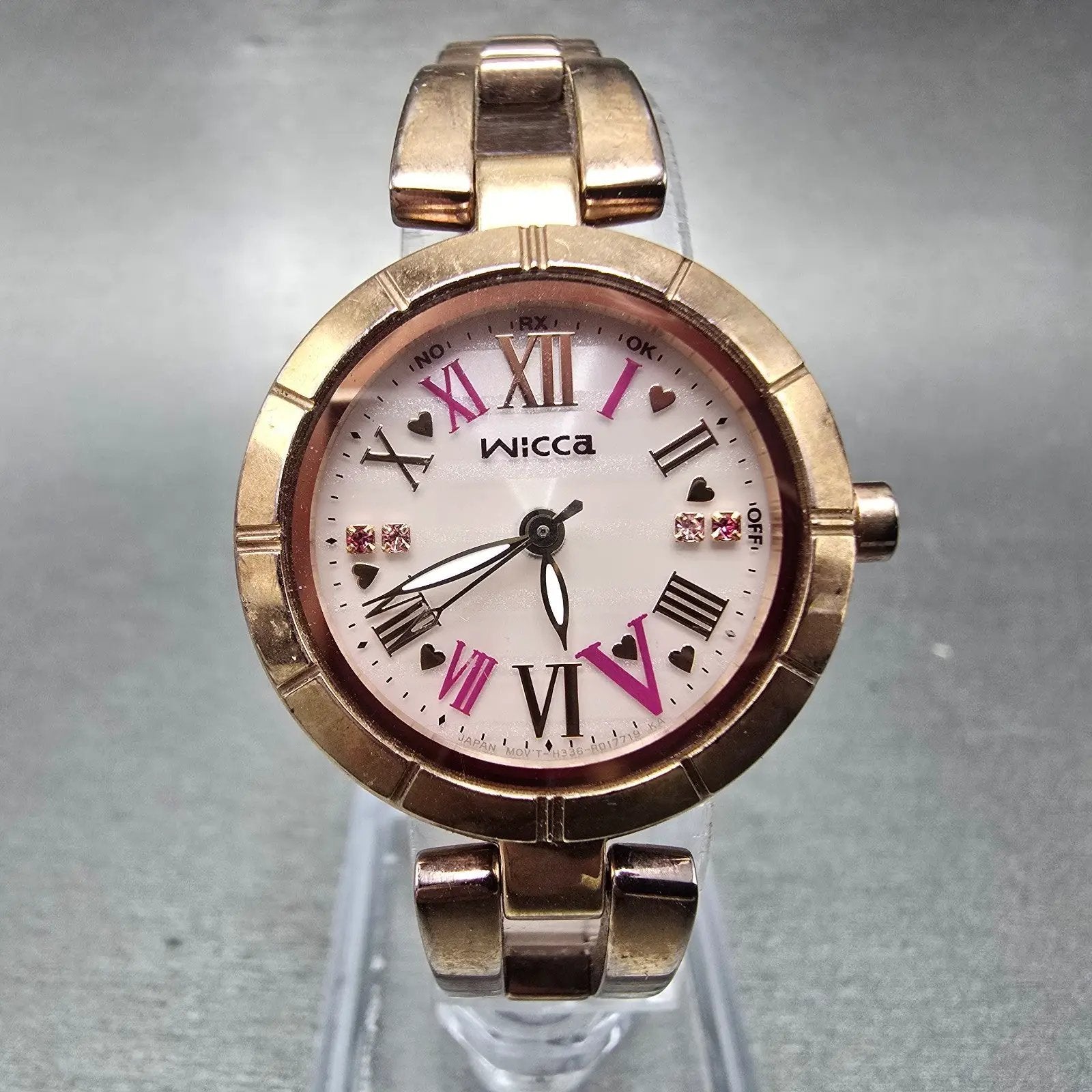 Citizen Wicca Atomic Solar Watch Women 27mm Pink Dial Rose Gold Tone PARTS0