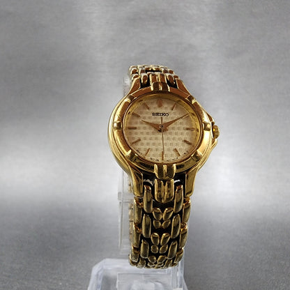 VTG Seiko Watch Women 23mm Champagne Dial Gold Tone Round 1N010019 New Battery4