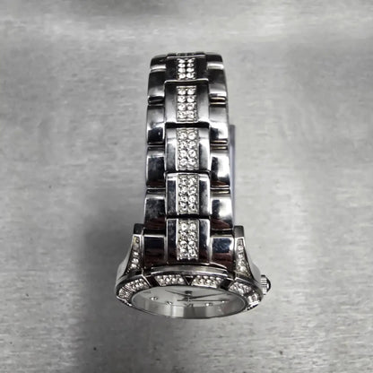 Bulova Watch Women 30mm MOP Dial Silver Tone Crystals Round 96L116 New Battery4