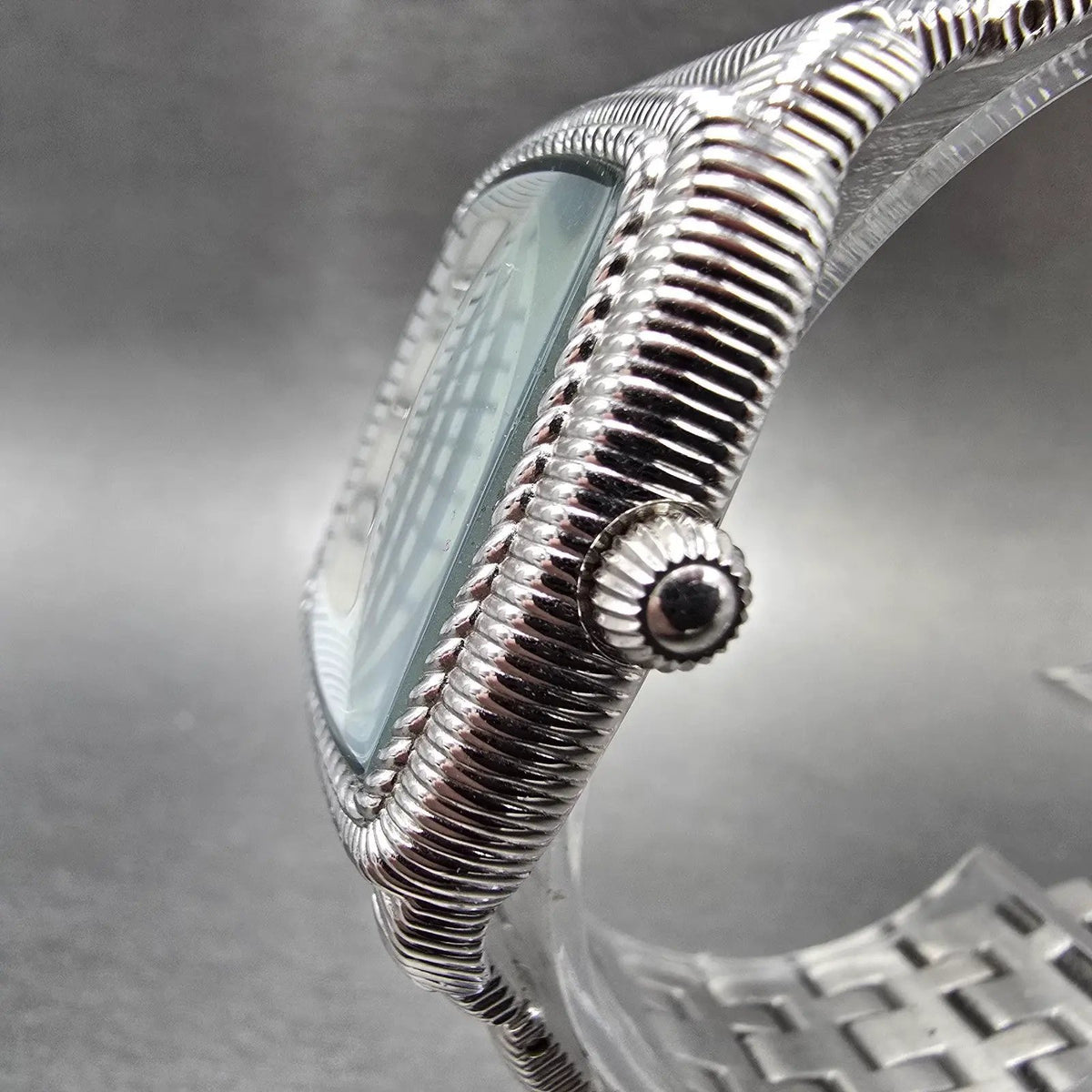 Judith Ripka Tank Watch Women 33mm MOP Dial Silver Tone Small Seconds New Batt2