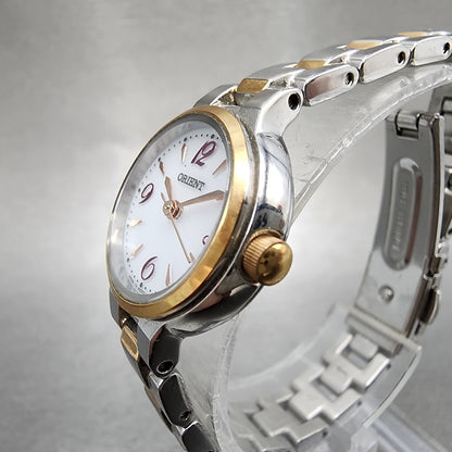 Orient Solar Watch Women 22mm White Dial Two Tone Round WD00R0B Runs2