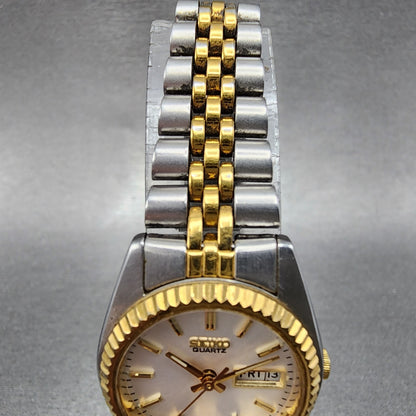 Seiko Watch Women 24mm White Dial Two Tone Daydate Round 7n830041 New Battery A4