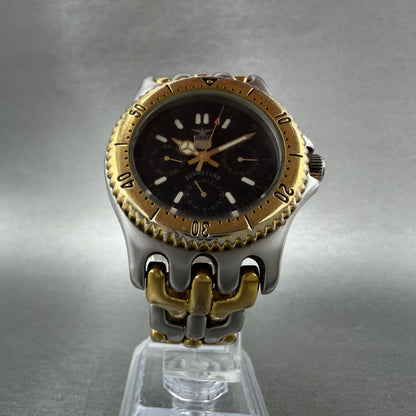 Elgin Watch Men 37mm Black Dial Two Tone Daydate Round FK-527A New Battery5