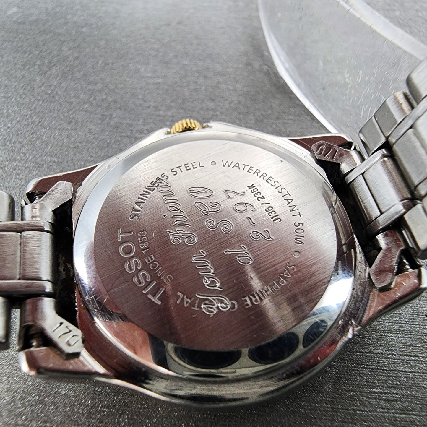 Tissot PR50 Watch Women 28mm Black Dial Two Tone Date Round J136/236K PARTS10