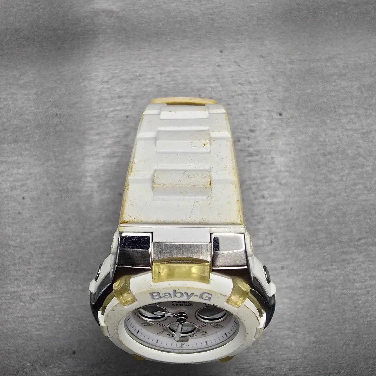 Casio Baby-G BGA-110 Watch Women 40mm White Dial Silver Chrono Alarm New Batt PF4