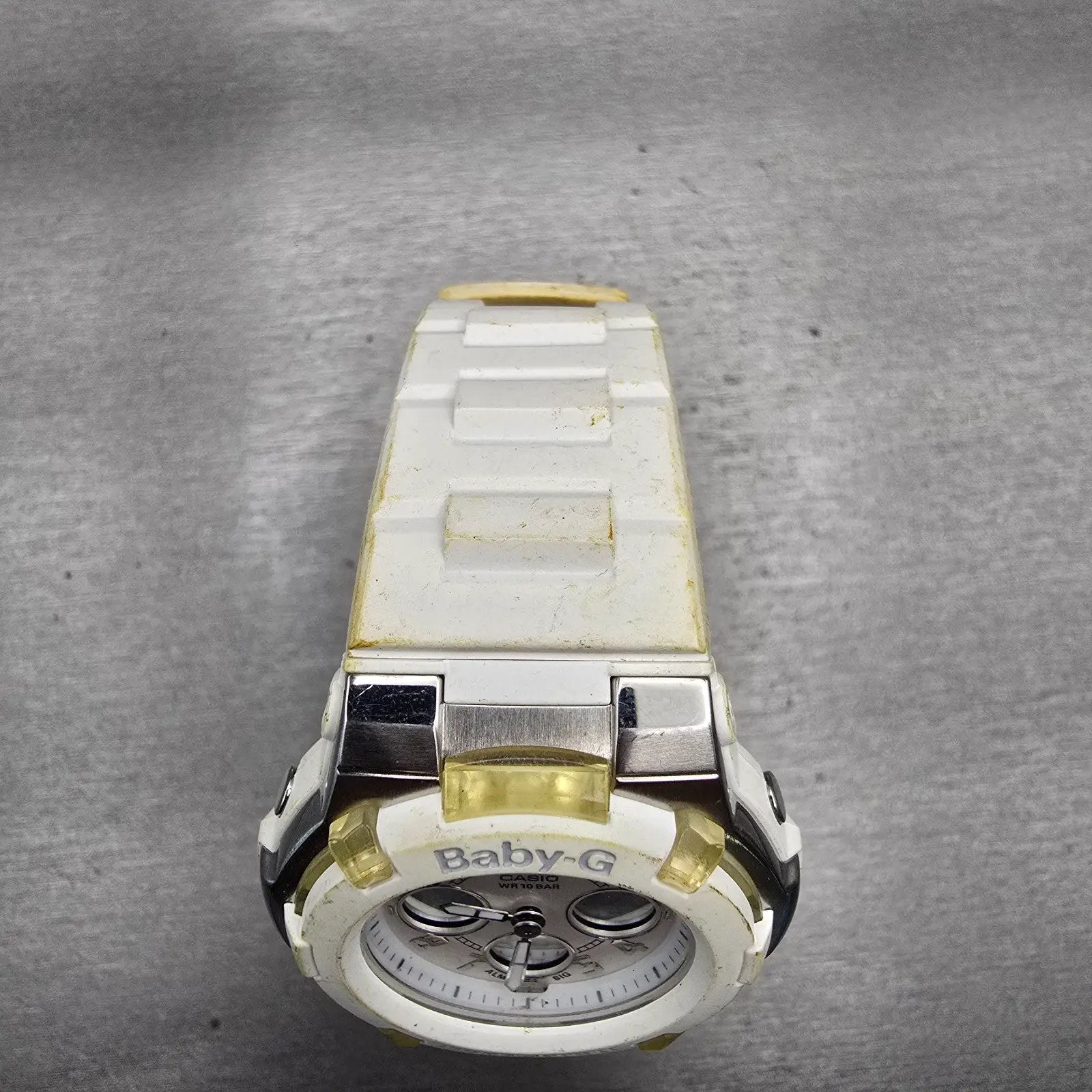 Casio Baby-G BGA-110 Watch Women 40mm White Dial Silver Chrono Alarm New Batt PF4