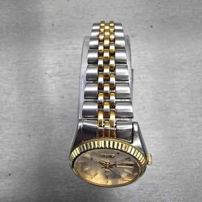 Seiko SQ Watch Women 24mm Silver Dial Two Tone Daydate Round 3Y03-0169 New Batt4