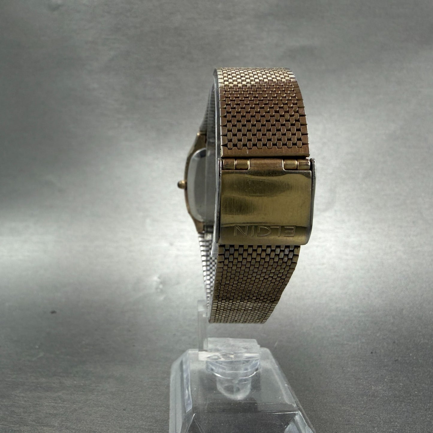 Elgin Tank Watch Men 30mm Champagne Dial Gold Tone Rectangle FK286 New battery7