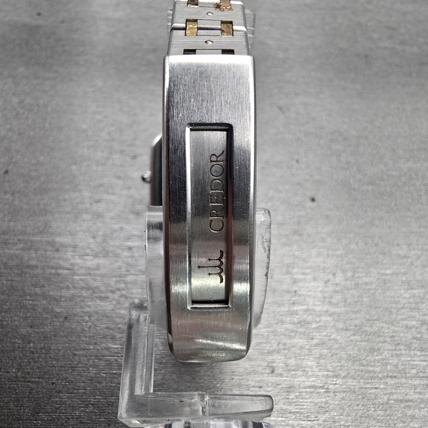 Seiko Credor Watch Women 22mm Silver Dial Two Tone Rectangle 8420-5020 New Batt7