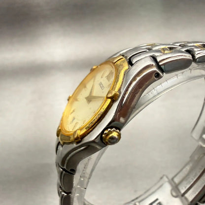 Seiko Watch Women 26mm Champagne Dial Two Tone Date Round V789-0369 New Battery2