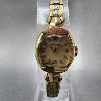 Longines Watch Women 15mm White Dial 10K Gold Filled Oval Cal 14.16 PARTS0