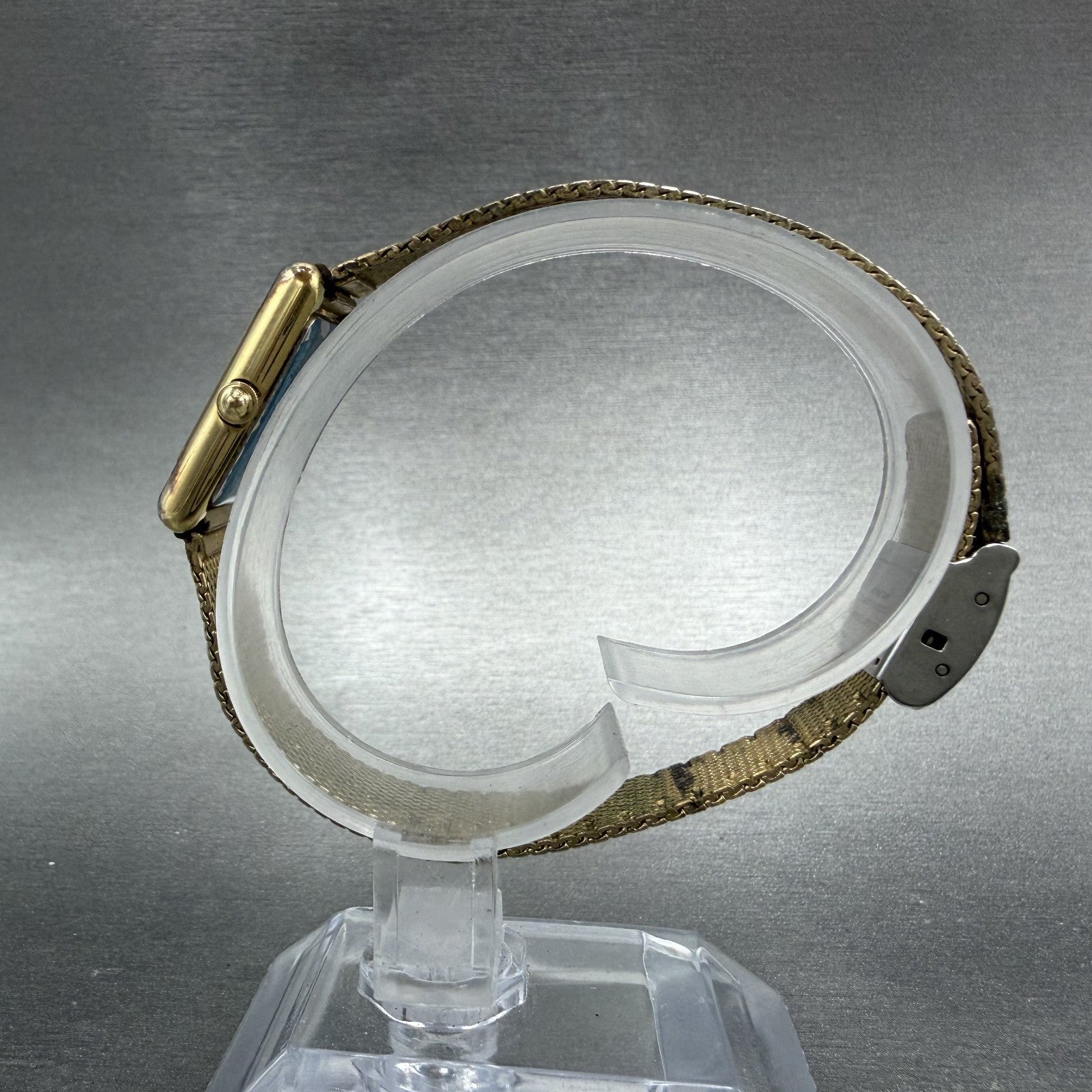 Seiko Tank Watch Women 18mm Champagne Dial Gold Tone 1400-5030 New Battery6