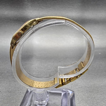 Seiko Watch Women 18mm Champagne Dial Gold Tone Oval 2C20-5029 New Battery VTG6