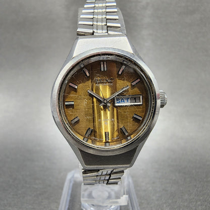 Seiko Automatic Watch Women 26mm Yellow Dial Silver Tone Daydate 27060260 Runs0
