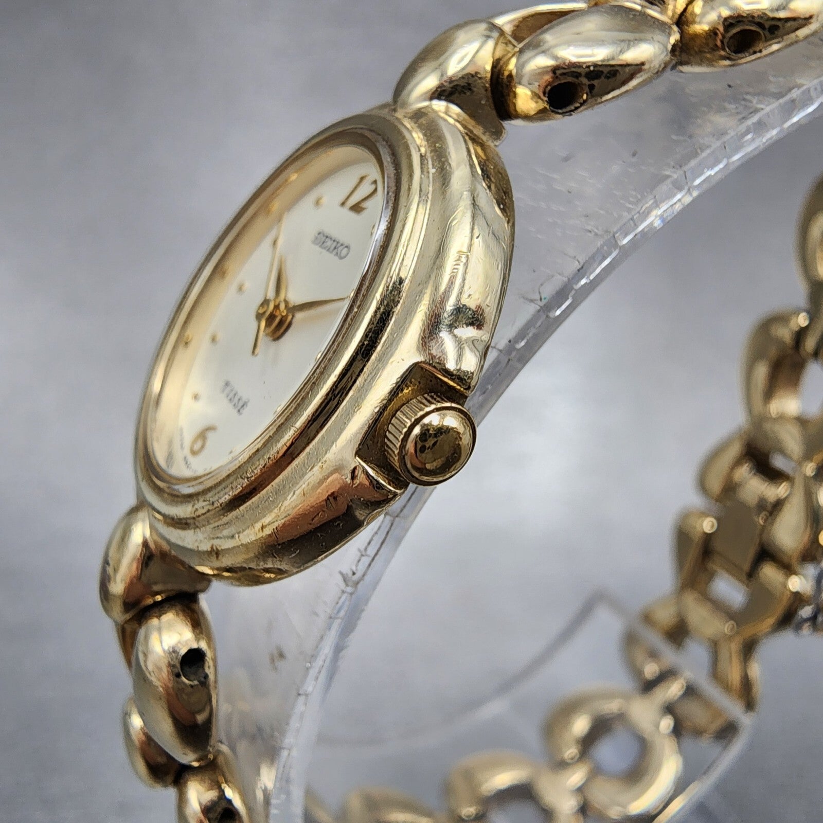 Seiko Tisse Watch Women 20mm White Dial Gold Tone Oval 4n215220 New Battery2
