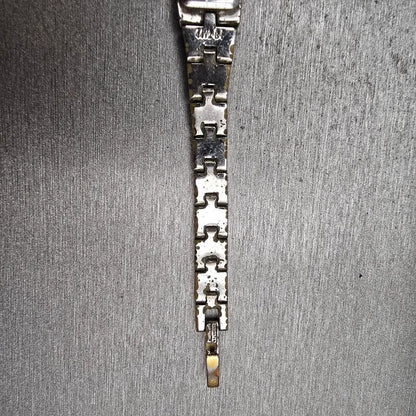 Seiko Watch Women 13mm White Dial Two Tone Rectangle 2E20-7479 New Battery VTG12
