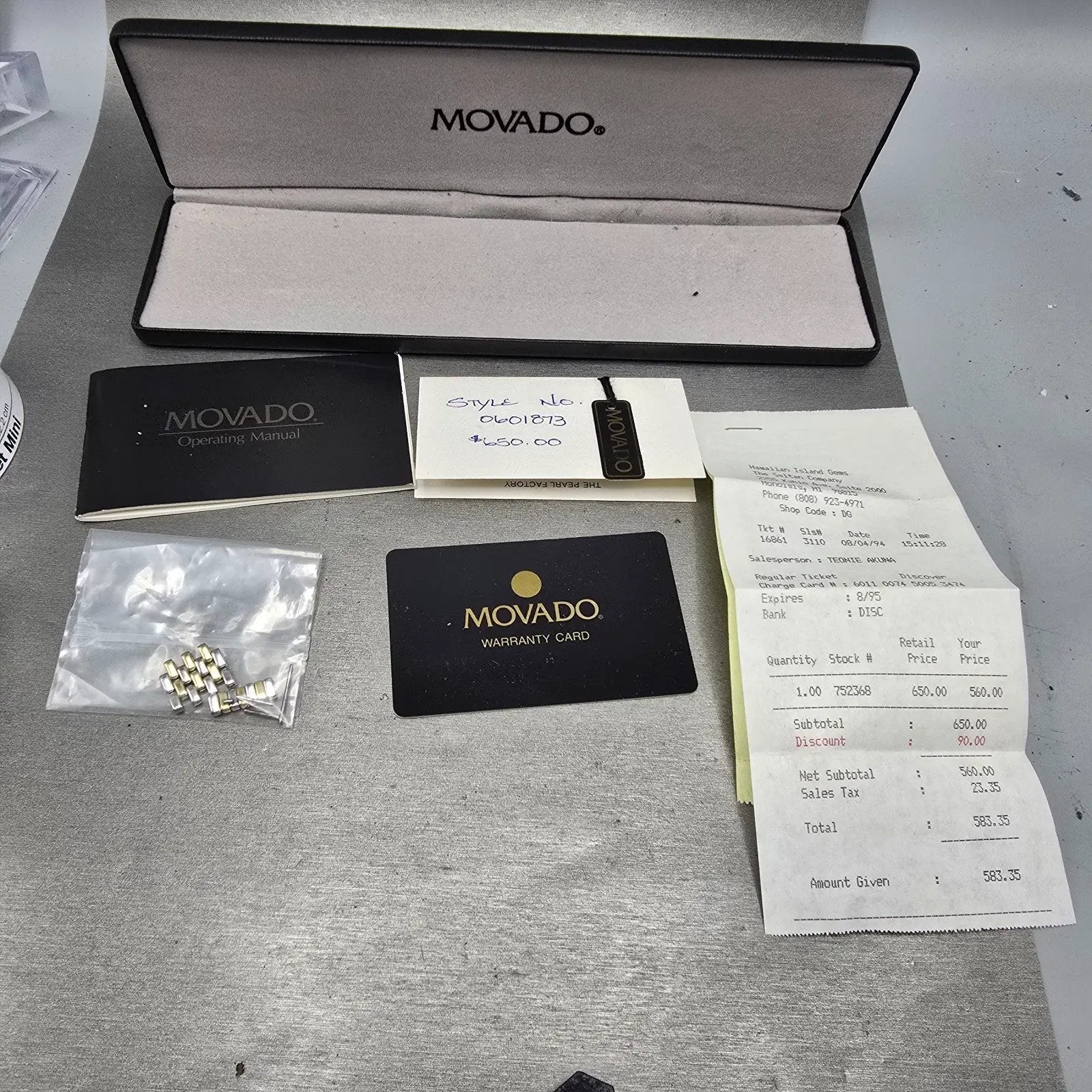 Movado Esperanza Watch Men 33mm Black Dial Two Tone 84.19.861 New Battery VHU11