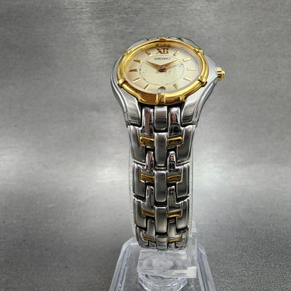 Seiko Watch Women 26mm Champagne Dial Two Tone Date V7890369 New Battery ABC1235