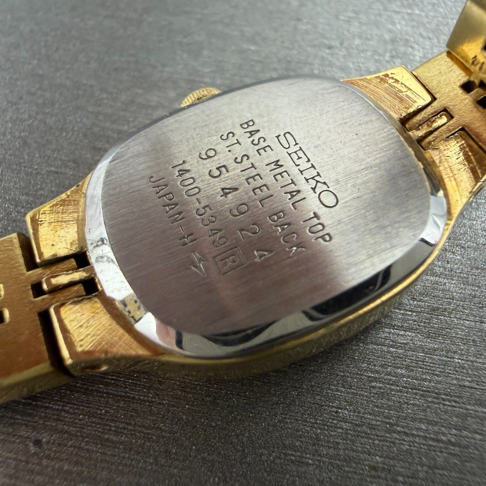 Seiko Watch Women 17mm Tan Dial Gold Tone Rectangle VTG 1400-5349 New Battery9