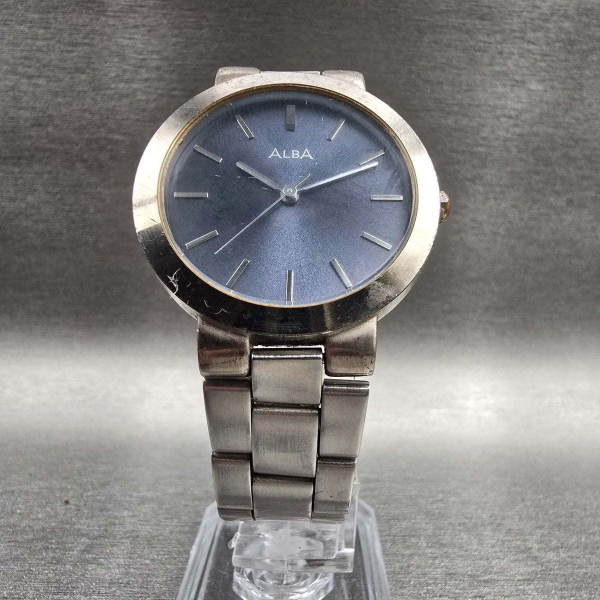 Seiko Alba Watch Men 33mm Blue Dial Silver Round V501-X101 New Battery JDM VTG5