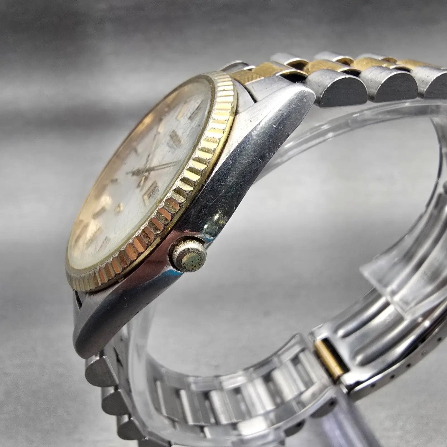 Seiko President Watch Men 35mm Silver Dial Two Tone Daydate 5Y23-8A69 New Batt2
