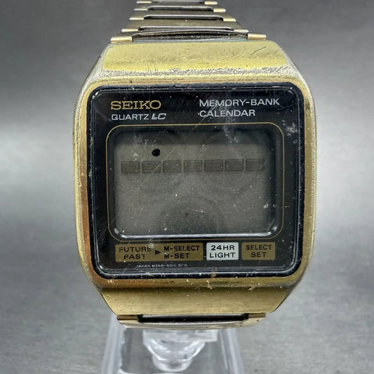 Seiko Memory Bank Calendar Digital Watch Men 34mm Two Tone VTG M354-5019 PARTS0