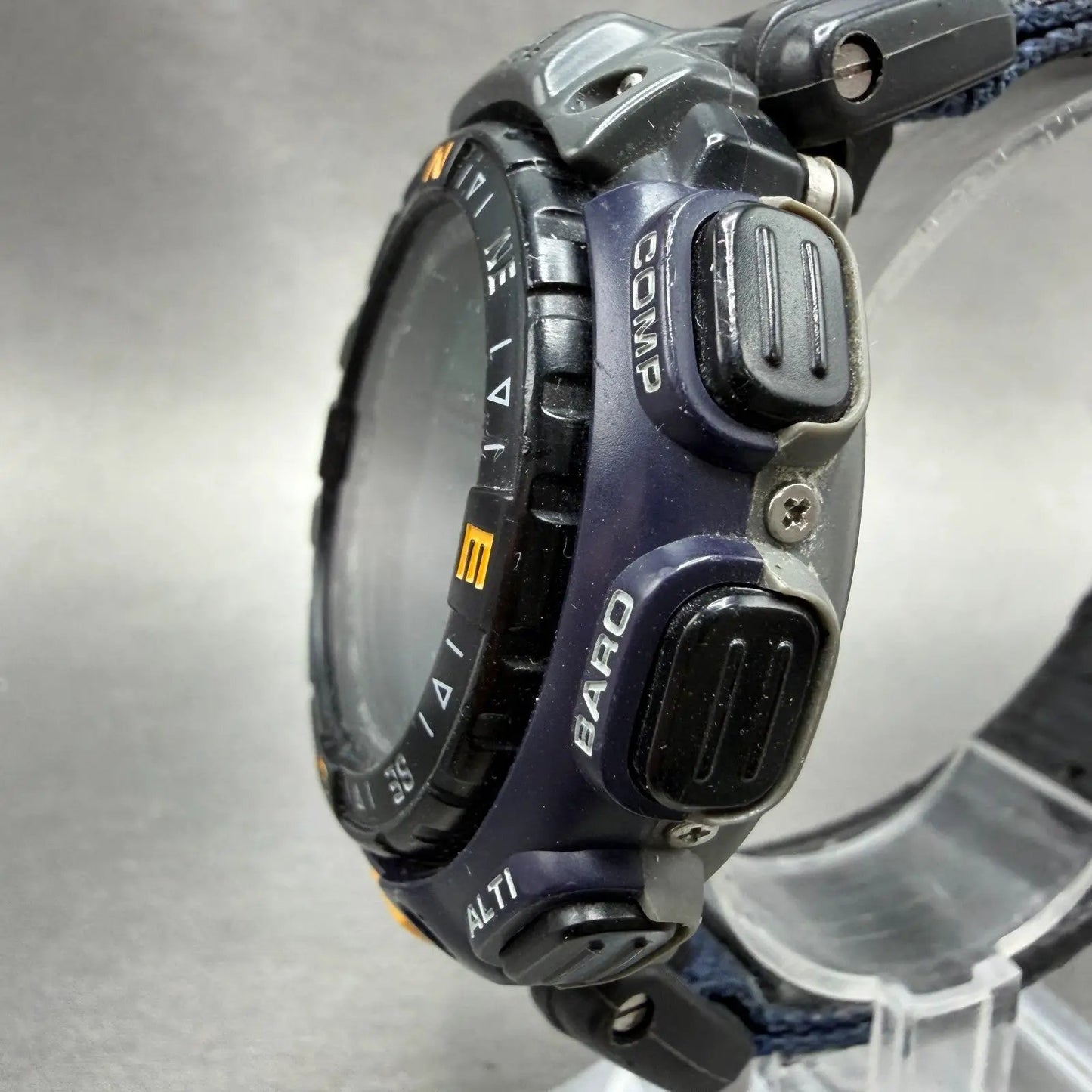 Casio Protrek Watch Men 54mm Blue Triple Sensor Daydate Digital PRG-40 New Batt2
