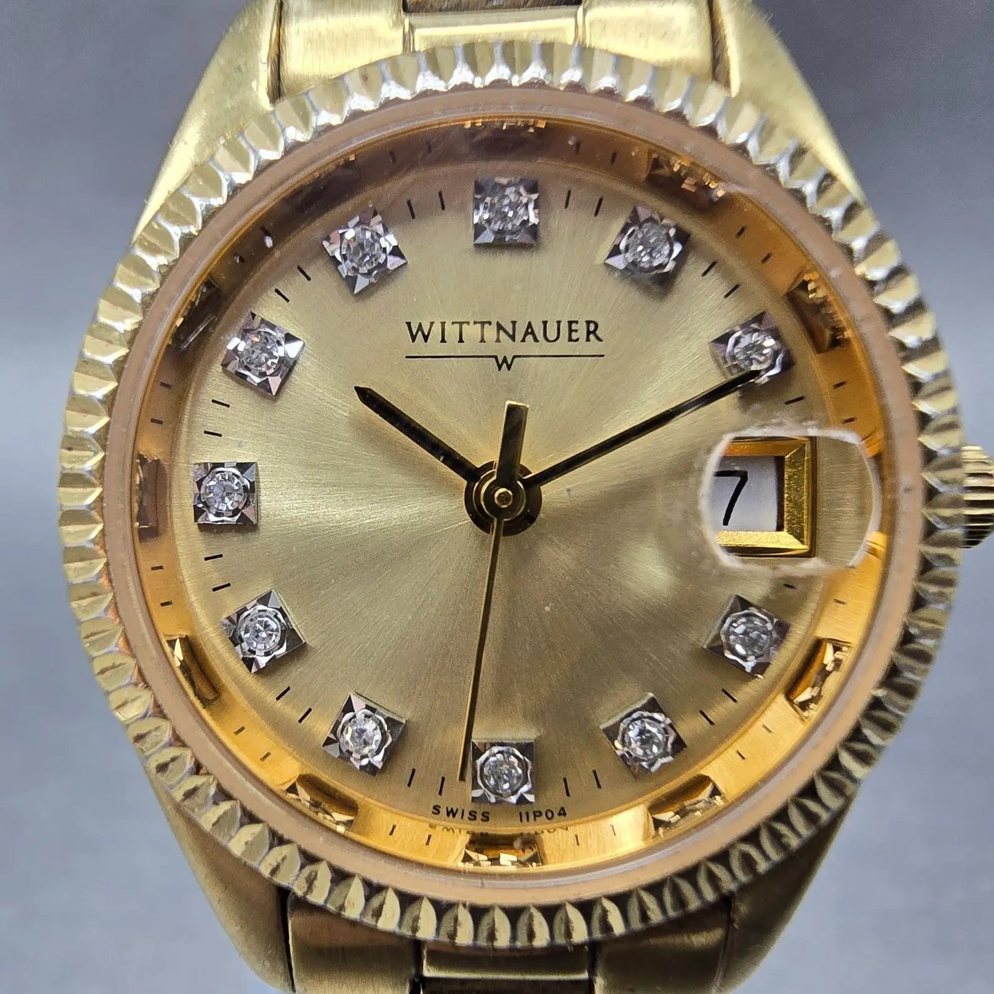 Wittnauer Watch Women 24mm Champagne Dial Gold Tone Date 11P04 New Battery1