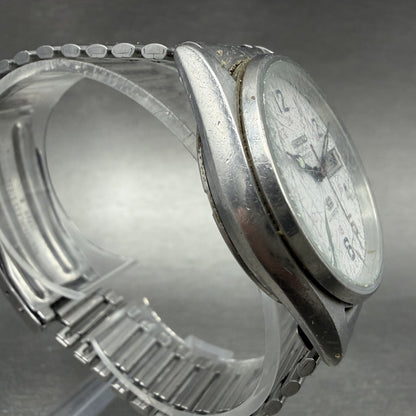 Seiko SQ Railroad Approved Watch Men 34mm White Dial Steel Daydate New Battery3