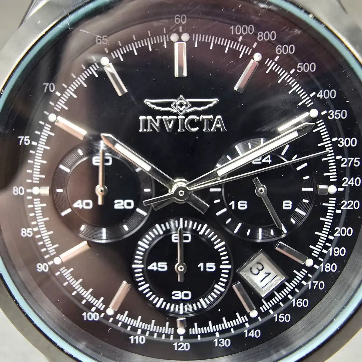 Invicta Aviator Chronograph Watch Men 40mm Black Dial Black Date New Batt 296081