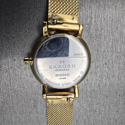 Skagen Hald Watch Women 26mm White Dial Gold Tone Round SKW2443 New Battery10