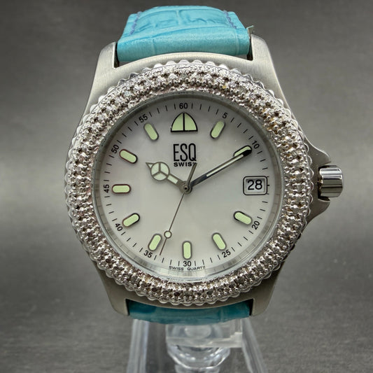 ESQ Dive Watch Women 38mm MOP Dial Steel Diamond Bezel Date E5210 New Batt0