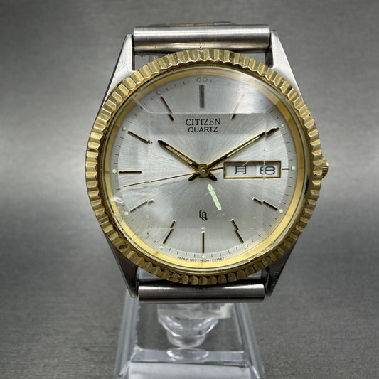 Citizen CQ President Watch Men 36mm Silver Dial Two Tone Daydate Round New Bat V0