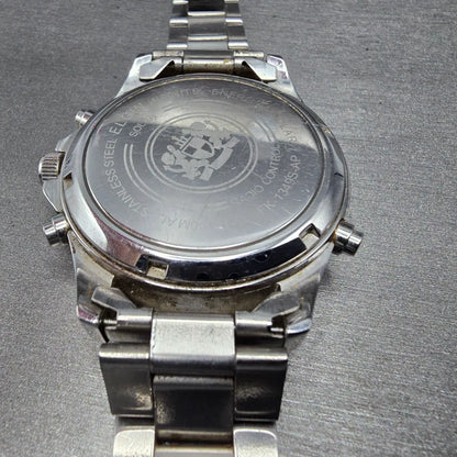 Elgin Dive Watch Men 42mm Black Dial Steel Atomic Solar Analog Digital Runs READ18