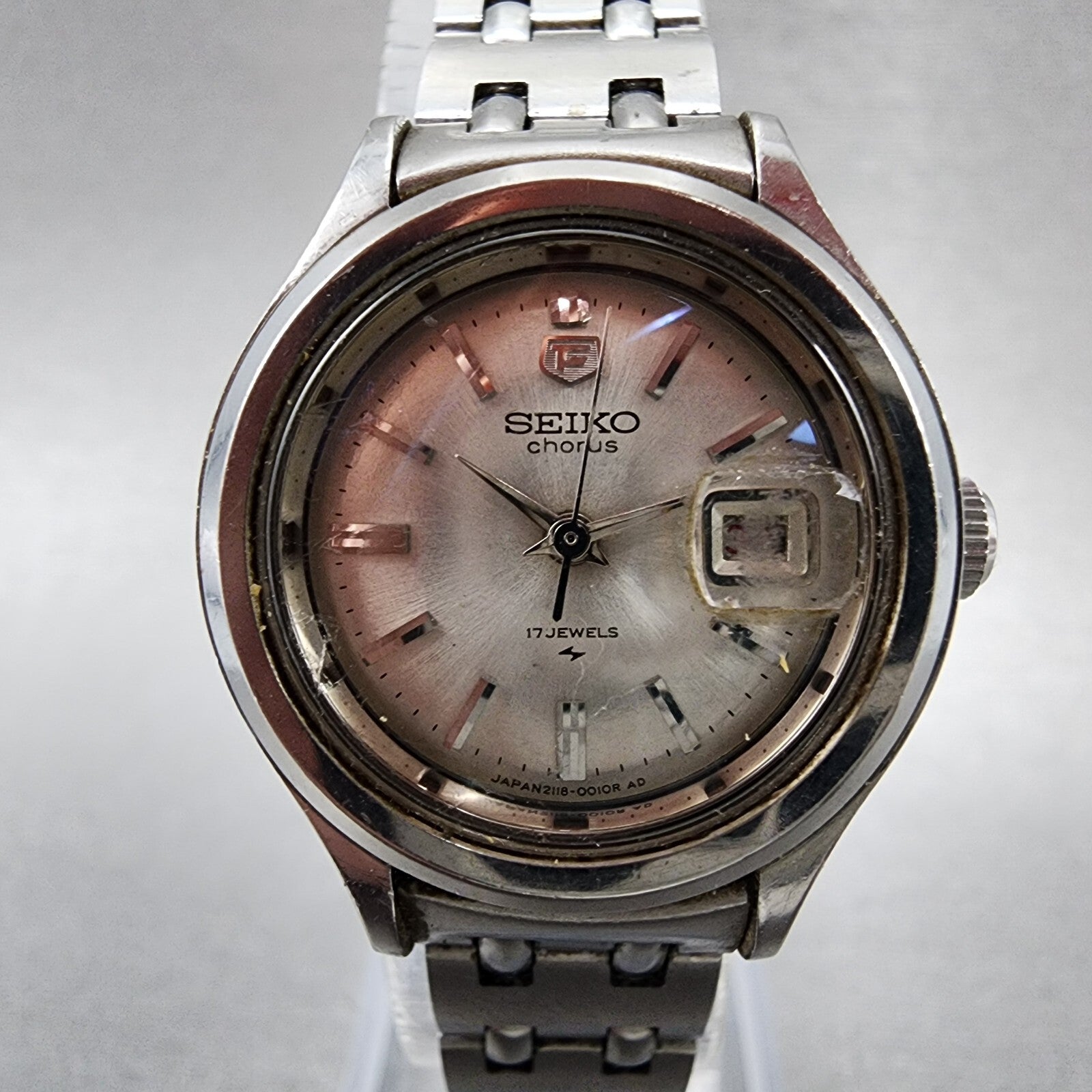 Seiko Chorus Watch Women 25mm Silver Dial Silver Tone Date Manual 21180200 Runs1