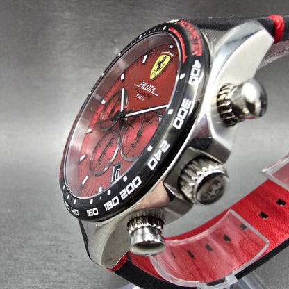 Scuderia Ferrari Pilota Evo chronograph watch 44mm Red Dial Steel Date New Batt2