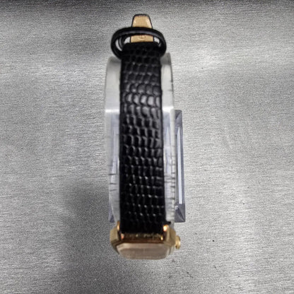 Seiko Watch Women 16mm Gold Dial Gold Tone Rectangle 2C20-5769 New Battery VTG E4