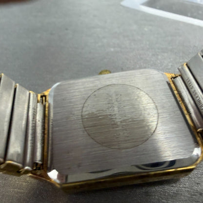 Benrus Tank Watch Men 26mm Gold Dial Gold Tone Octagon New Battery VTG9