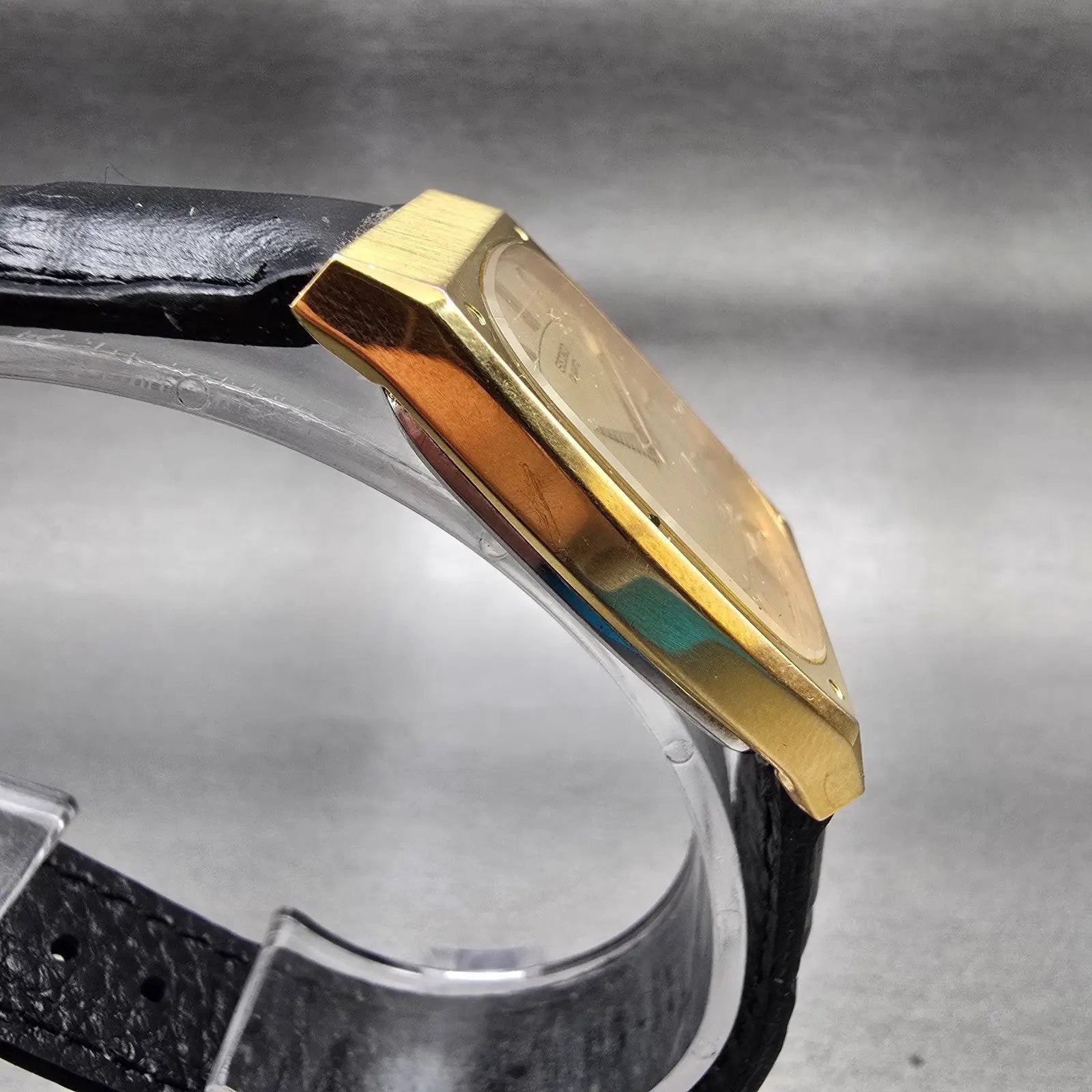Seiko Watch Men 28mm Gold Dial Gold Tone Rectangle 8620-5029 New Battery Vintage3