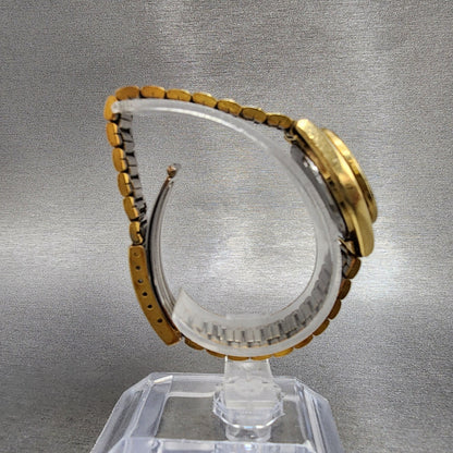 Seiko SQ Watch Women 24mm Gold Dial Gold Tone Daydate Round 34230099 New Batt7