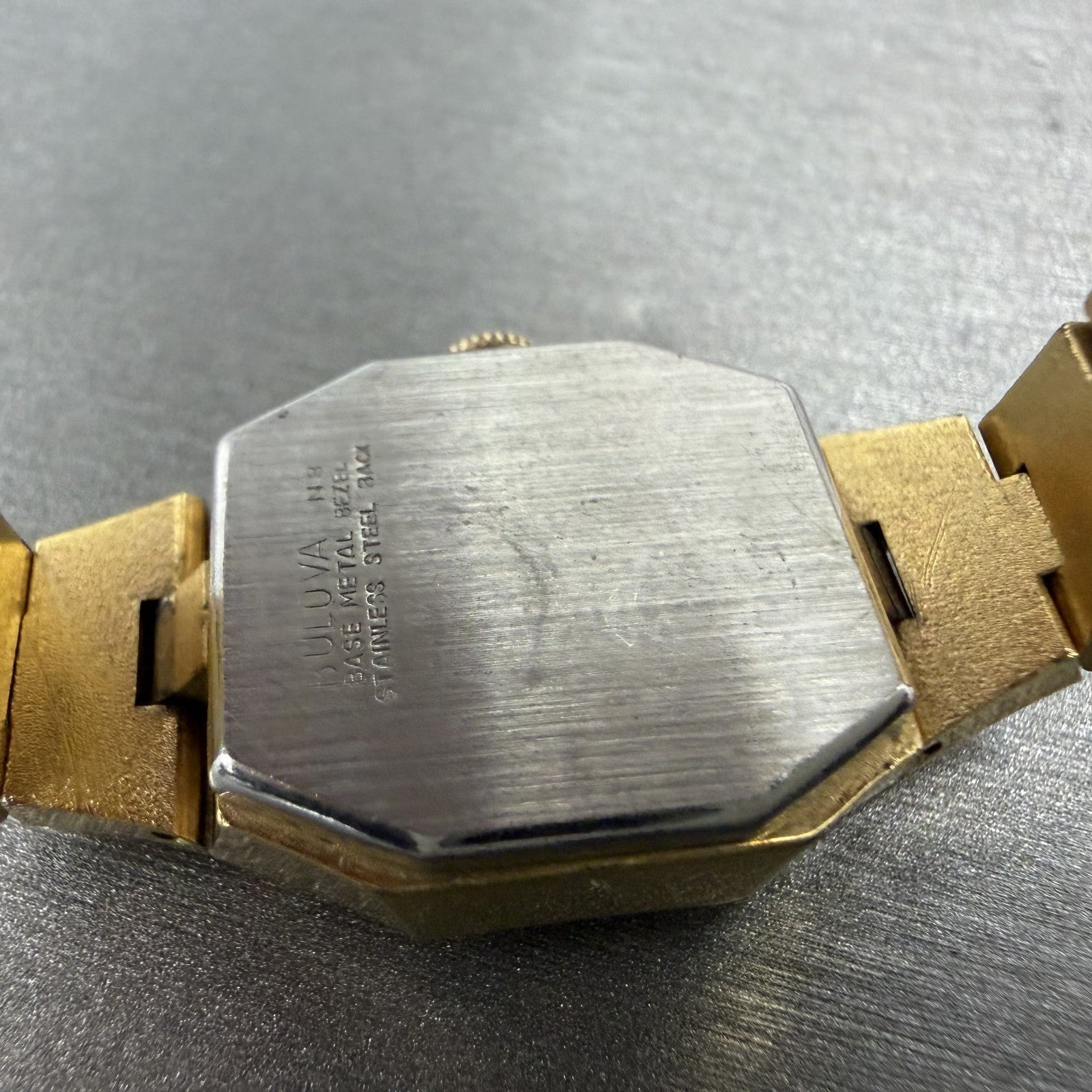 Bulova Accutron Watch Women 20mm Gold Dial Gold Tone Octagon PARTS VTG10