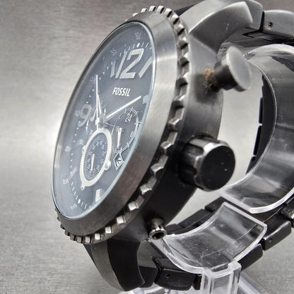 Fossil Chronograph Watch Men 50mm Black Dial Black Tone READ!!!!! JR-1252 NewBat2