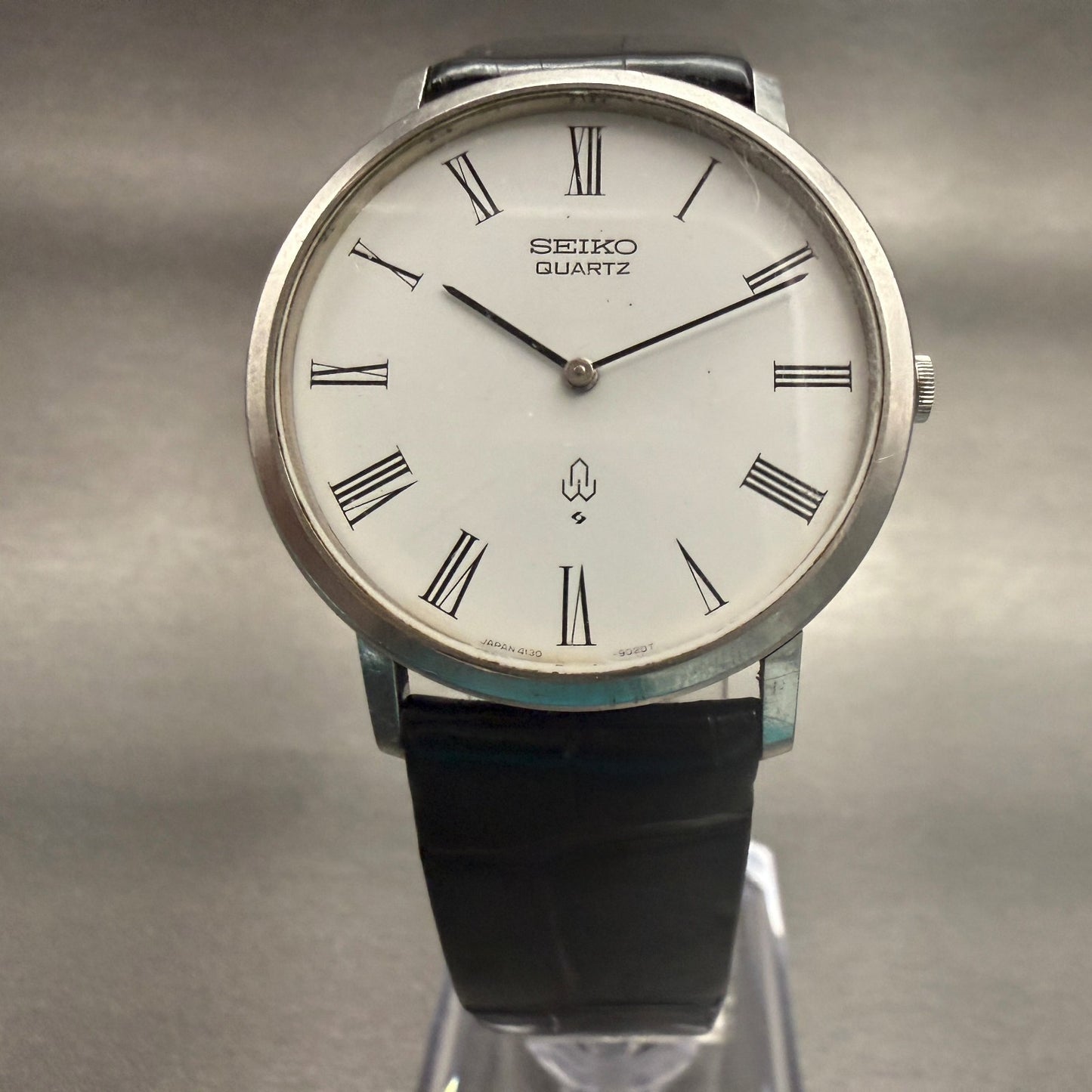 Seiko Watch Men 33mm White Dial Silver Tone Round 4130-9020 New Battery5
